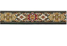 Trim - Metallic Jacquard - Metallic Gold, Red, and Green on Black