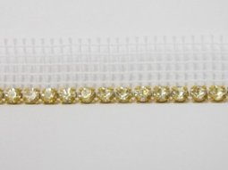 Rhinestone Banding - White Net Single Row, Gold/Crystal 4mm