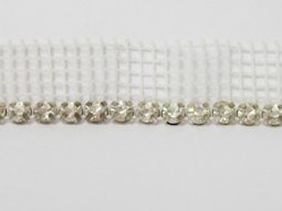 Rhinestone Banding - White Net Single Row, Silver/Crystal 4mm