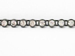 Rhinestone Banding - Plastic, Single Row Black/Crystal  4mm