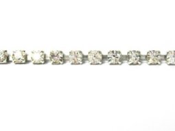 Rhinestone Banding - Cup Chain R17 - Single Row Silver   6mm