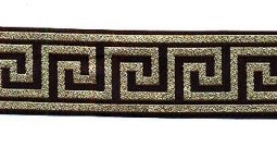Wholesale Greek Key Jacquard Trim - Black with Metallic Gold - 1.5" wide -  25 yard spool