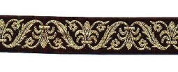 Regal Jacquard Trim - Black with Metallic Gold, 1.125"