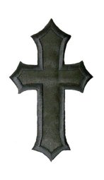 Iron-on Applique - Small Satin Cross #511379 - Black, 2.5" x 1.5"