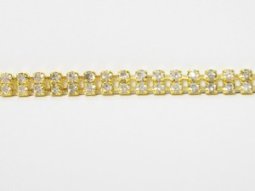 Rhinestone Banding - Cup Chain R06 - Double Row, Gold/Crystal, 2.5mm