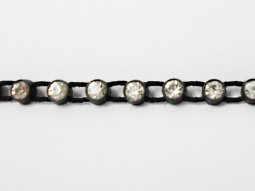 Rhinestone Banding - Stretch Plastic, Single Row Black/Crystal  4mm