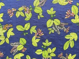 PPC248-28 Tropical Rayon - Bright Floral on Dark Royal Rayon Seersucker Fabric
