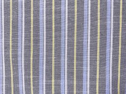 Palm Harbor Stripes - Black Steel Yellow White  col.03 - Linen Cotton Fabric