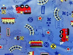 Quilting Cotton Print Fabric - Choo Choo - Royal