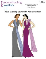 Reconstructing History #RH1360 - 1936 Evening Gown with Very Low Back Sewing Pattern