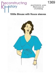 Reconstructing History #RH1369 - 1930s Art Deco Era Blouse with Flounce Sleeves Sewing Patter
