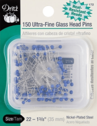 Dritz #172 Ultra-Fina Glass Head Pins - 150 count