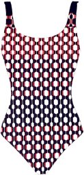 Swim & Sport Print Fabric - Red-White-Blue Border