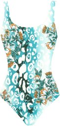 Swim & Sport Print Fabric - Aqua-Orange Floral