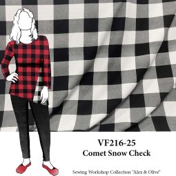 VF216-25 Comet Snow Check - Bamboo Knit Buffalo Check Fabric in Off-white and Black from Telio