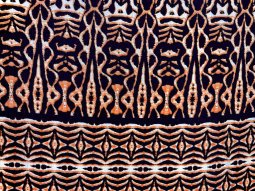 VF224-19 Bakers Osos - Navy and Orange Rayon Crepeon Fabric