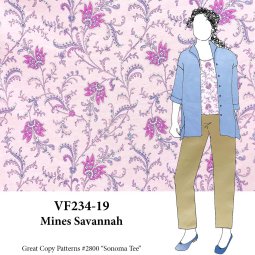 VF234-19 Mines Savannah - Soft Pink Extra-wide Floral Cotton Jersey Knit Fabric