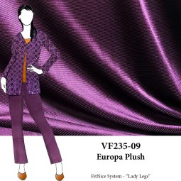 VF235-09 Europa Plush - Plum Ribbed Stretch Velvet in Imitation Corduroy Style Fabric