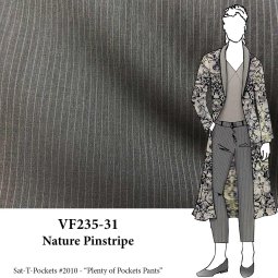 VF235-31 Nature Pinstripe - Taupe and Gray Tropical Wool Suiting Fabric