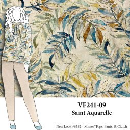 VF241-09 Saint Aquarelle - Digital Watercolor Rayon Leaf Print Fabric from Telio
