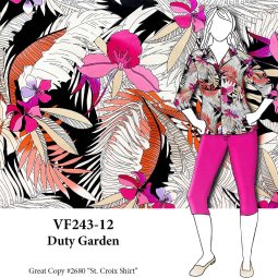 VF243-12 Duty Garden - Floral Stretch Cotton Broadcloth Fabric