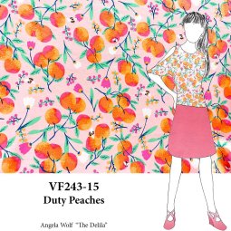 VF243-15 Duty Peaches - Peaches on 68” wide Pink Knit Fabric