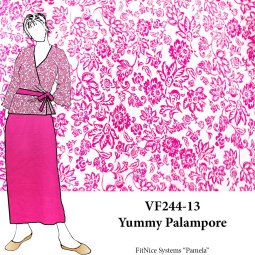 VF244-13 Yummy Palampore - Cerise on White 64" Cotton and Rayon Jersey Knit Fabric