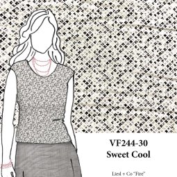 VF244-30 Sweet Cool - Black and Grey Tiny Quatrefoil Design on White Rayon Challis Fabric