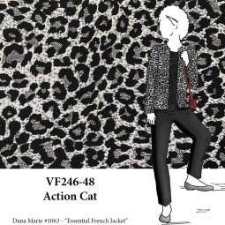 VF246-48 Action Cat - Black + Grey Stretch-woven Suiting Fabric