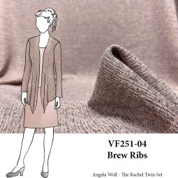 VF251-04 Brew Ribs - Blush and Gray Ribbed Knit Fabric