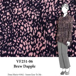 VF251-06 Brew Dapple - Blush and Black Rib Knit Print Fabric
