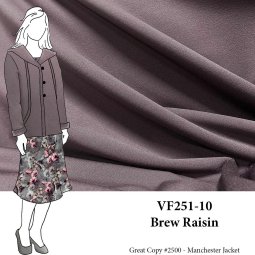 VF251-10 Brew Raisin - Water Repellant Designer Sweatshirt Fleece Fabric