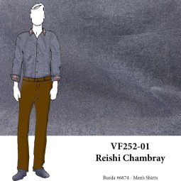 VF252-01 Reishi Chambray - Blue-gray Cross-woven Cotton Fabric