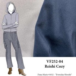 VF252-04 Reishi Cozy - White and Navy Water-repellent Extra-wide Sweatshirt Fleece Fabric