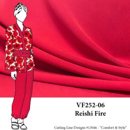 VF252-06 Reishi Fire - Vibrant Red Stretch-woven Bottomweight or Dressweight Fabric