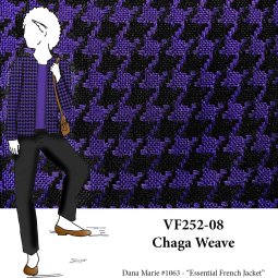 VF252-08 Chaga Weave - Purple and Black Yarn-woven Houndstooth Fabric