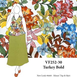 VF252-30 Turkey Bold - Vibrant Lightweight Floral Crepe Fabric