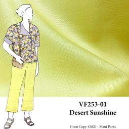 VF253-01 Desert Sunshine - Yellow Stretch-Woven Cotton Herringbone Bottomweight Fabric