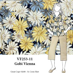 VF253-11 Gobi Vienna - Corn Indigo Digital Peachskin Print Fabric from Telio