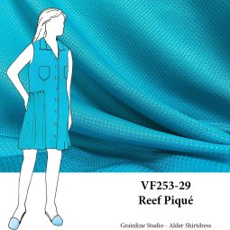 VF253-29 Reef Pique - Blue Textured Polyester Woven Fabric
