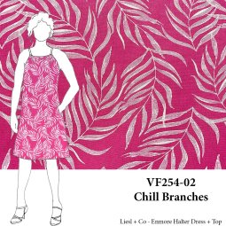 VF254-02 Chill Branches - White and Fuchsia Linen-Rayon Fabric