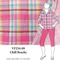 VF254-09 Chill Beachy - Reversible Double-layered Cotton Gauze Fabric Plaid with Stripe