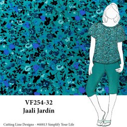 VF254-32 Jaali Jardín - Jade Floral Koshibo Print Fabric
