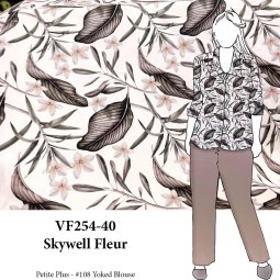 VF254-40 Skywell Fleur - Blush and Mauve Digital Peachskin Print Fabric