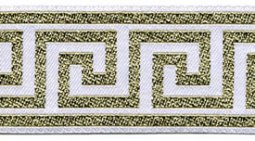 Wholesale Greek Key Jacquard Trim - White with Metallic Gold - 1.5" wide -  25 yard spool