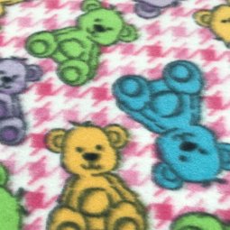 Polar Fleece Print - Pink Houndstooth Bears