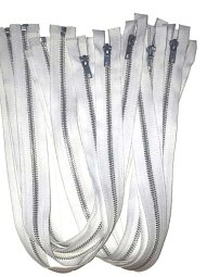 Wholesale 22" Separating Jacket Zipper- White - Pack of 10
