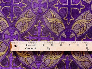 Metallic Church Brocade Fabric - 1914 Purple-Gold