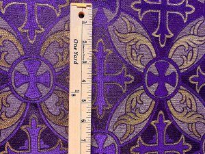Metallic Church Brocade Fabric - 1914 Purple-Gold