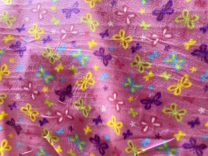 Polar Fleece Print Fabric - Butterflies Flitting on Pink